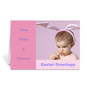 Easter Pink Photo Greeting Cards, 5x7 Folded Modern