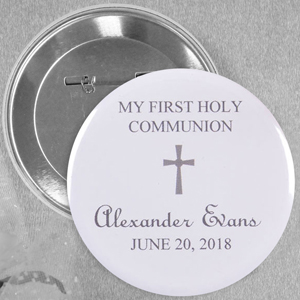 Grey Christening Magnet with Simple Cross
