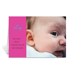 Hot Pink Baby Photo Cards, 5x7 Folded Modern