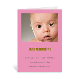 Baby Pink Photo Greeting Cards, 5x7 Portrait Folded