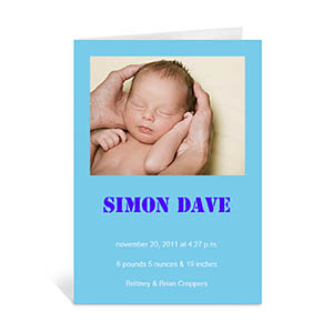 Baby Blue Photo Greeting Cards, 5x7 Portrait Folded
