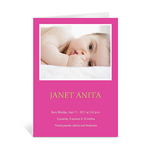 Hot Pink Baby Shower Photo Cards, 5x7 Portrait Folded