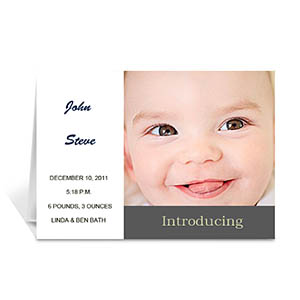 White Baby Shower Photo Announcement Cards, 5x7 Folded Modern