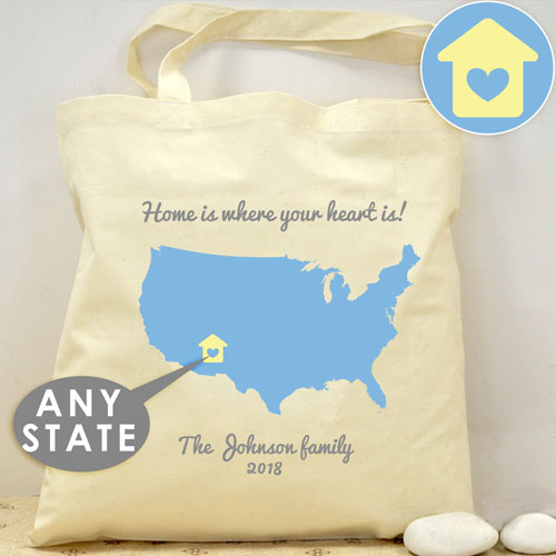 Personalized US Map Wedding Tote - House