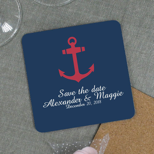Red & Navy Anchor Nautical Wedding Personalized
