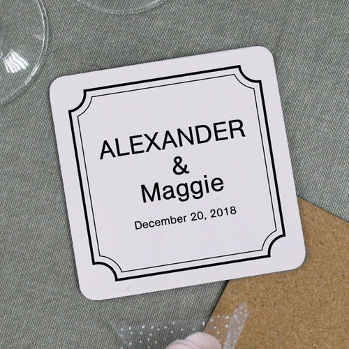 Classic Frame Personalized Wine Coaster for Wedding