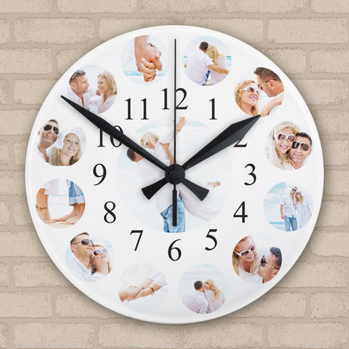 Family Portrait Photo Collage Acrylic Clock