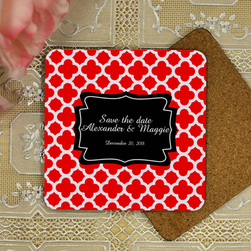 Personalized Red Moroccan Pattern Save the Date