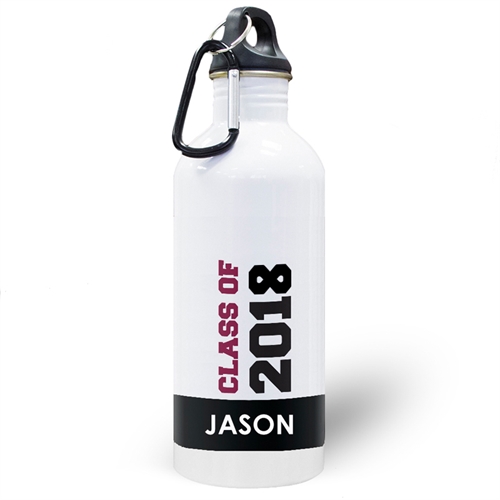 Personalized Photo Black Class Of 2018 Water Bottle