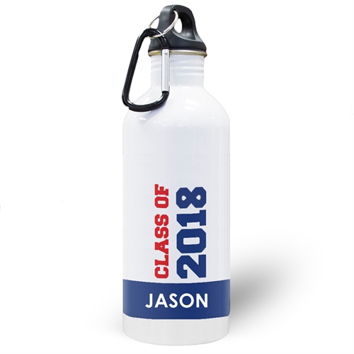 Personalized Photo Blue Class Of 2018 Water Bottle