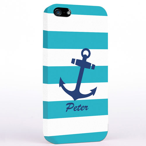 Navy Anchor Turquoise Strips