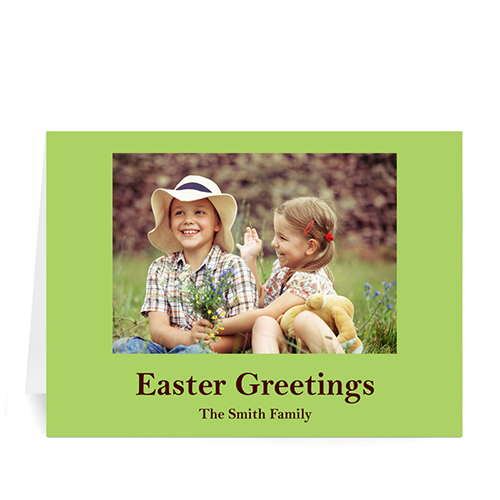 Easter Green Photo Greeting Cards, 5x7 Folded