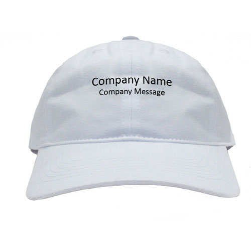 Custom Imprint Company Name, White Baseball Cap