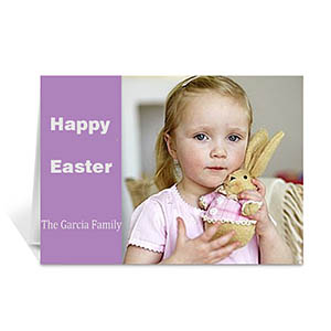 Easter Purple Photo Greeting Cards, 5x7 Folded Modern