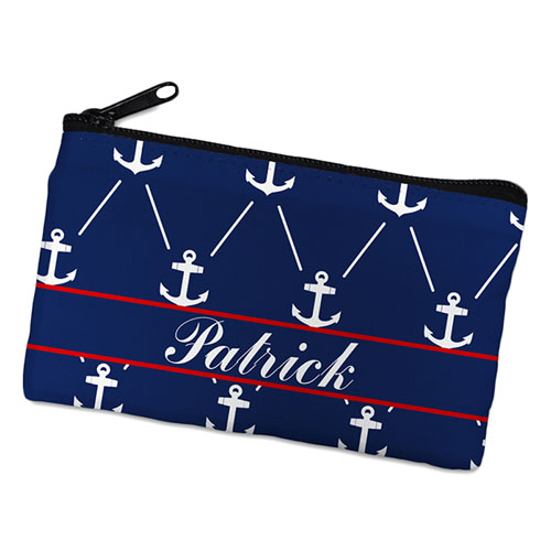 Navy White Anchor Personalized Cosmetic Bag