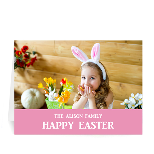 Easter Pink Photo Greeting Cards, 5x7 Folded Simple