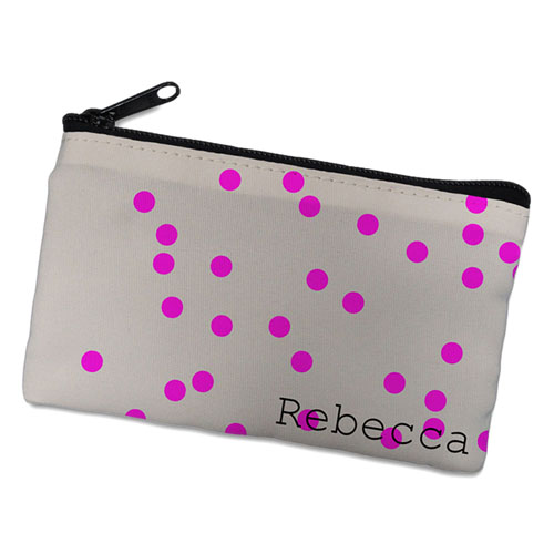 Fuchsia Natural Polka Dots Personalized Cosmetic Bag