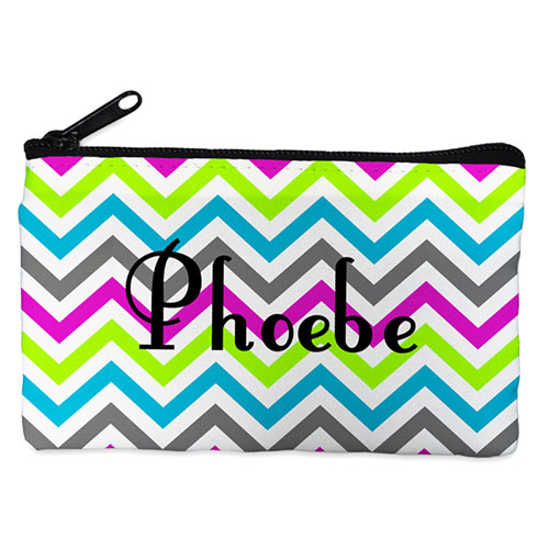 Personalized Colorful Chevron Cosmetic Bag (4