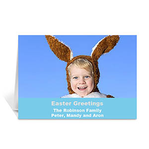 Easter Blue Photo Greeting Cards, 5x7 Folded Simple