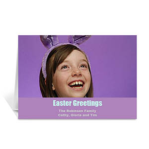 Easter Purple Photo Greeting Cards, 5x7 Folded Simple