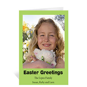 Easter Green Photo Greeting Cards, 5x7 Portrait Folded Causal