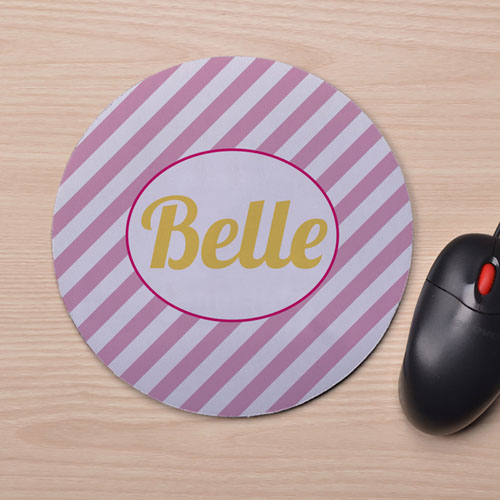 Custom Printed Pink Stripes Design Mouse Pad