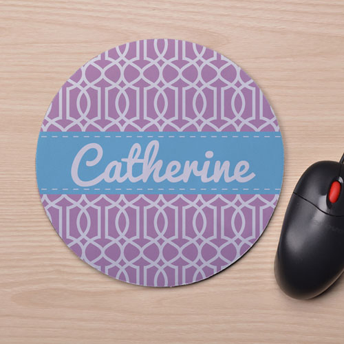 Custom Printed Lavender Interlock Design Mouse Pad