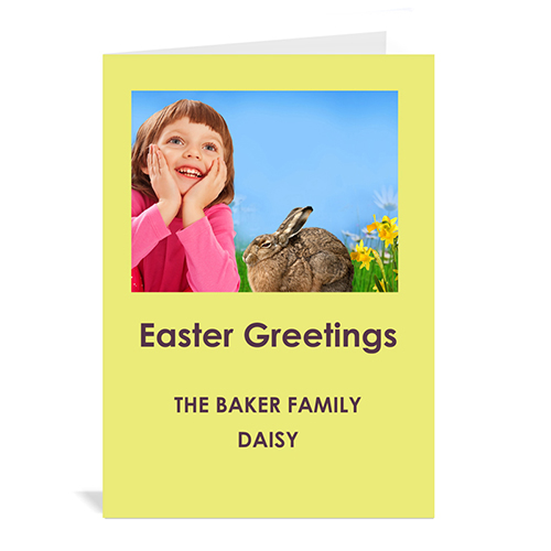 Easter Yellow Photo Invitation Cards, 5x7 Portrait Folded