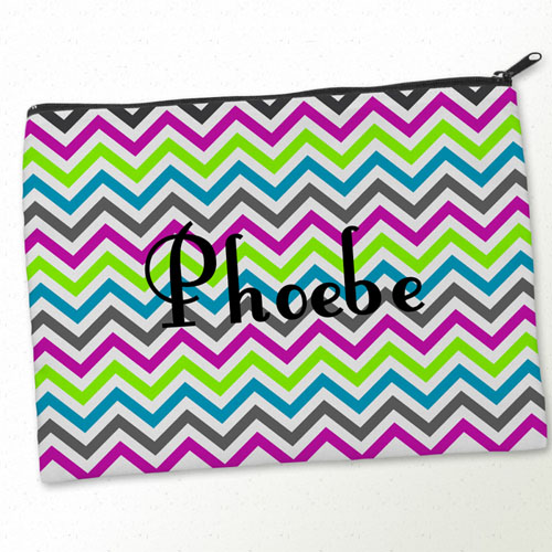 Personalized Colorful Chevron Pattern Big Make Up Bag (9.5 X 13 Inch)