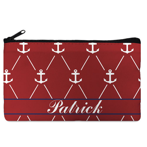 Custom Design Your Own Red White Anchor Makeup Bag (5 X 8 Inch)