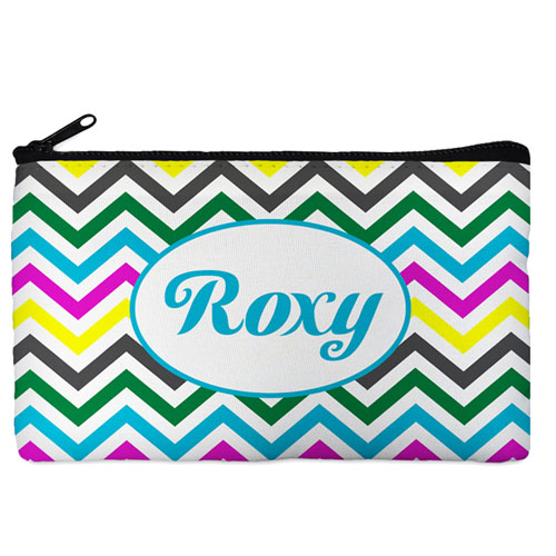 Custom Design Your Own Yellow Colorful Chevron Makeup Bag (5 X 8 Inch)