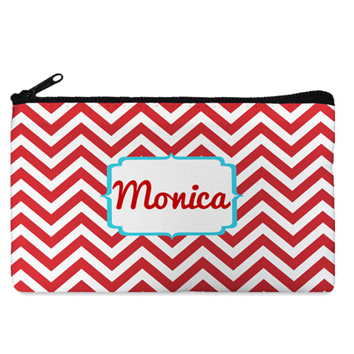 Custom Design Your Own Red Chevron Makeup Bag (5 X 8 Inch)