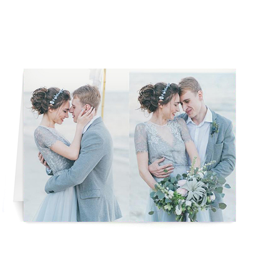 Classic Two Photo Collage Wedding Card