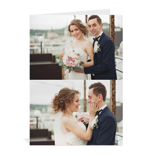 Classic Two Photo Collage Wedding Card, Portrait