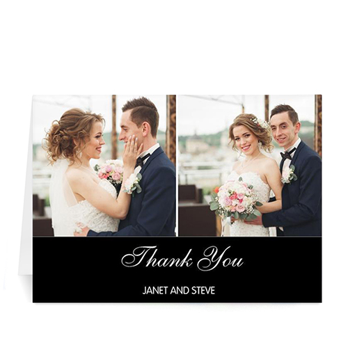 Two Collage Wedding Photo Cards, 5x7 Simple Black