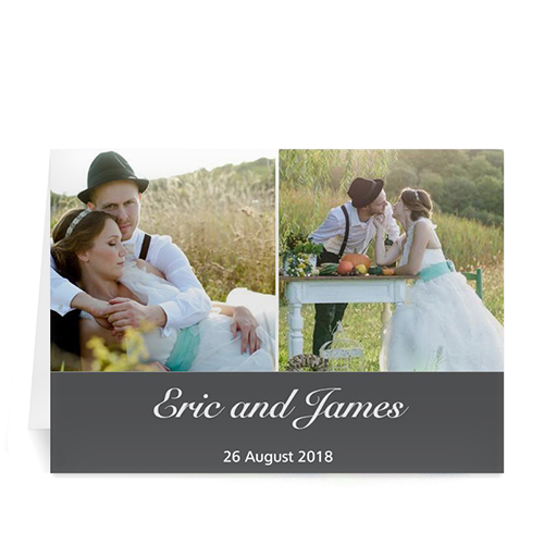 Two Collage Wedding Photo Cards, 5x7 Simple Grey