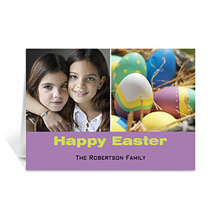 Two Collage Easter Photo Cards, 5x7 Simple Purple