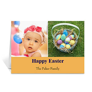 Two Collage Easter Photo Cards, 5x7 Simple Orange