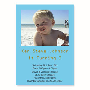 Baby Blue Birthday Invitations, 5x7 Stationery Card