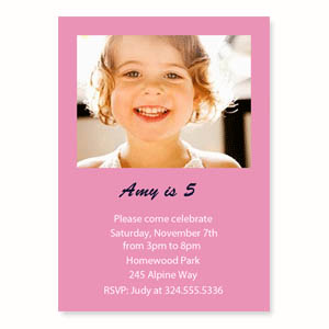 Baby Pink Birthday Invitations, 5x7 Stationery Card