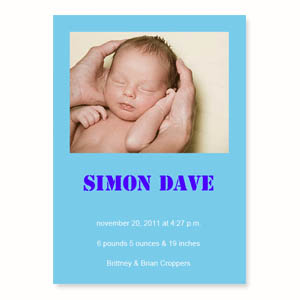Baby Blue Birth Announcements, 5x7 Stationery Card