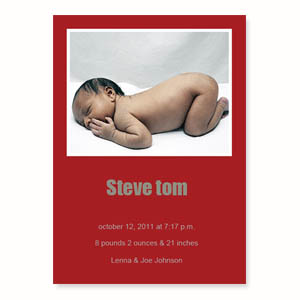 Red Birth Announcements, 5x7 Stationery Card