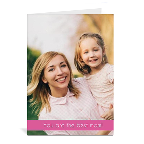 Personalized Mothers Day Greeting Cards, 5x7 Folded Pink