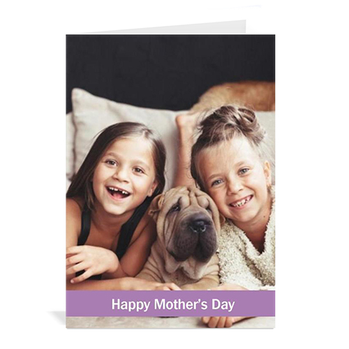 Personalized Mothers Day Greeting Cards, 5x7 Folded Classic Purple