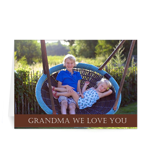 Personalized Mothers Day Photo Greeting Cards, 5x7 Folded Chocolate