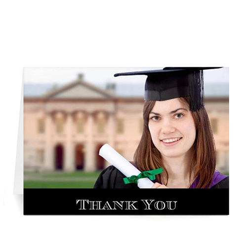 Graduation Thank You Card, Stylish Black