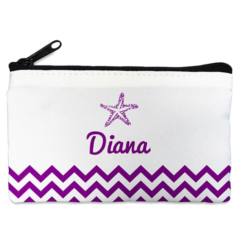 Purple Chevron Sea Star Personalized Cosmetic Bag