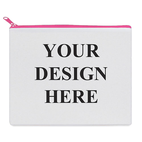 Print Your Own 8X10 2 Side Same Image Hot Pink Zipper Make Up Bag (8 X 10 Inch)