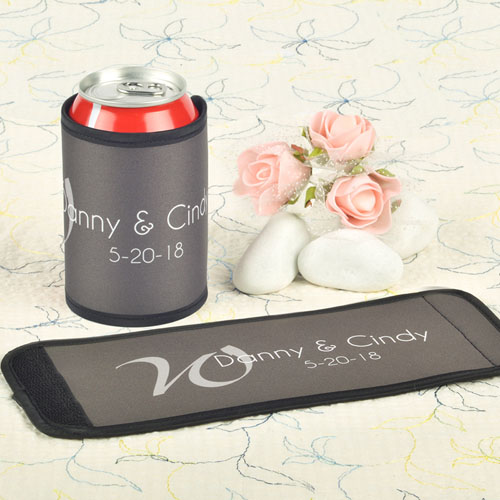 Grey Wedding Personalized Can And Bottle Wrap