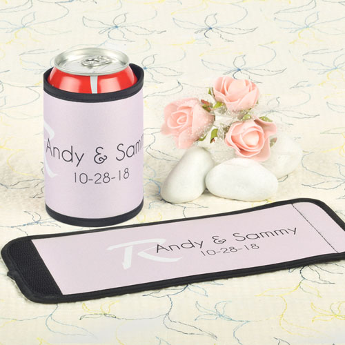 Pink Wedding Personalized Can And Bottle Wrap